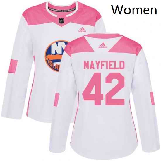 Womens Adidas New York Islanders 42 Scott Mayfield Authentic WhitePink Fashion NHL Jersey